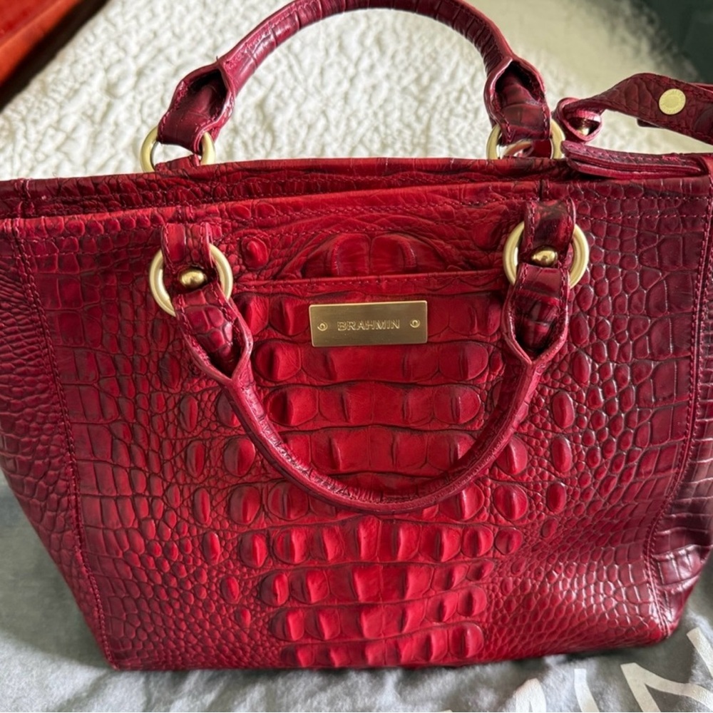 Brahmin Red Crocodile Embossed Women's Bag